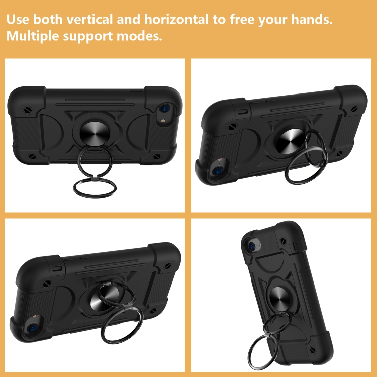 Shockproof Silicone + PC Protective Case with Dual-Ring Holder For iPhone 6/6s/7/8/SE 2022 / SE 2020(Black) Shockproof Silicone + PC Protective Case with Dual-Ring Holder For iPhone 6/6s/7/8/SE 2022 / SE 2020(Black)