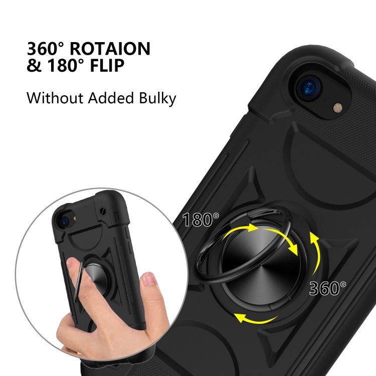 Shockproof Silicone + PC Protective Case with Dual-Ring Holder For iPhone 6/6s/7/8/SE 2022 / SE 2020(Black) Shockproof Silicone + PC Protective Case with Dual-Ring Holder For iPhone 6/6s/7/8/SE 2022 / SE 2020(Black)