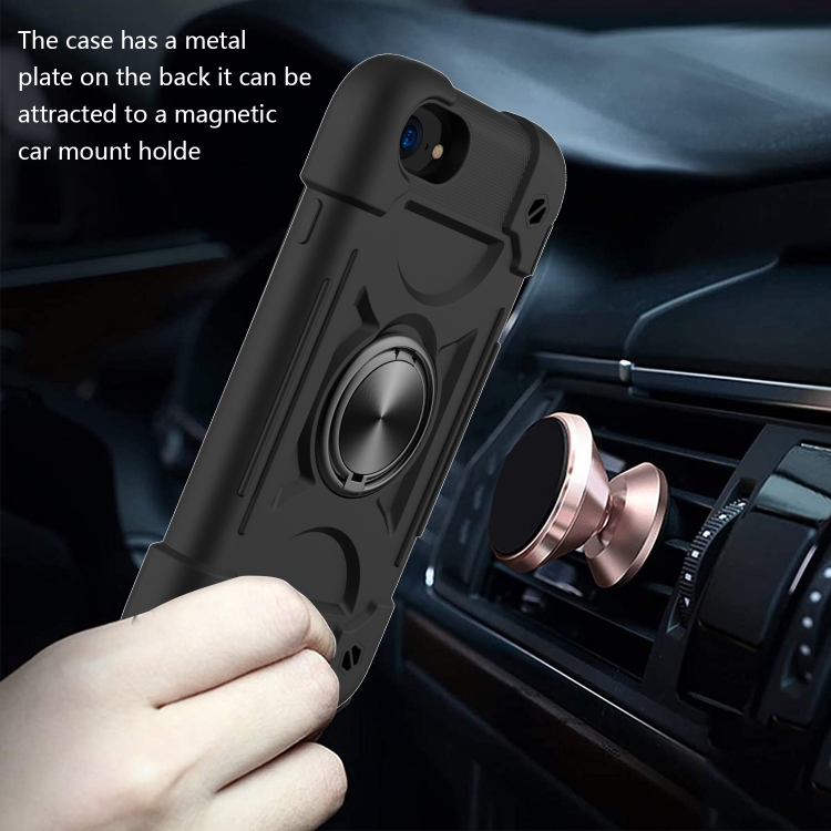 Shockproof Silicone + PC Protective Case with Dual-Ring Holder For iPhone 6/6s/7/8/SE 2022 / SE 2020(Black) Shockproof Silicone + PC Protective Case with Dual-Ring Holder For iPhone 6/6s/7/8/SE 2022 / SE 2020(Black)
