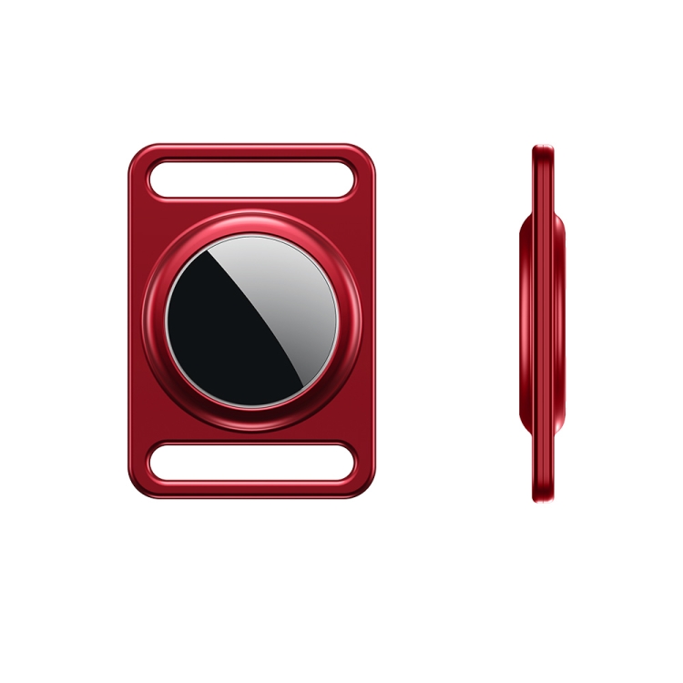 Magnetic Metal Protective Cover Case with Switchable Keychain Ring For AirTag(Red) Magnetic Metal Protective Cover Case with Switchable Keychain Ring For AirTag(Red)