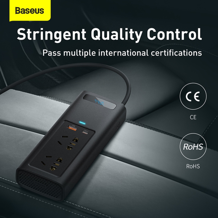 Baseus CRNBQ-A01 150W 120V In-car Inverter, Plug Type: EU Plug(Black) - 6