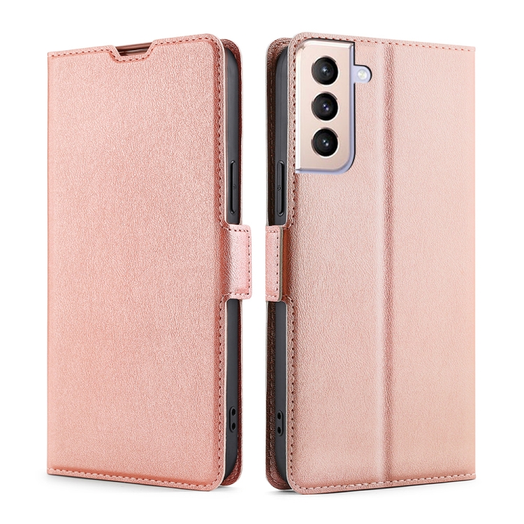 For Samsung Galaxy S21+ Ultra-thin Voltage Side Buckle PU + TPU Horizontal Flip Leather Case with Holder & Card Slot(Rose Gold) For Samsung Galaxy S21+ Ultra-thin Voltage Side Buckle PU + TPU Horizontal Flip Leather Case with Holder & Card Slot(Rose Gold)