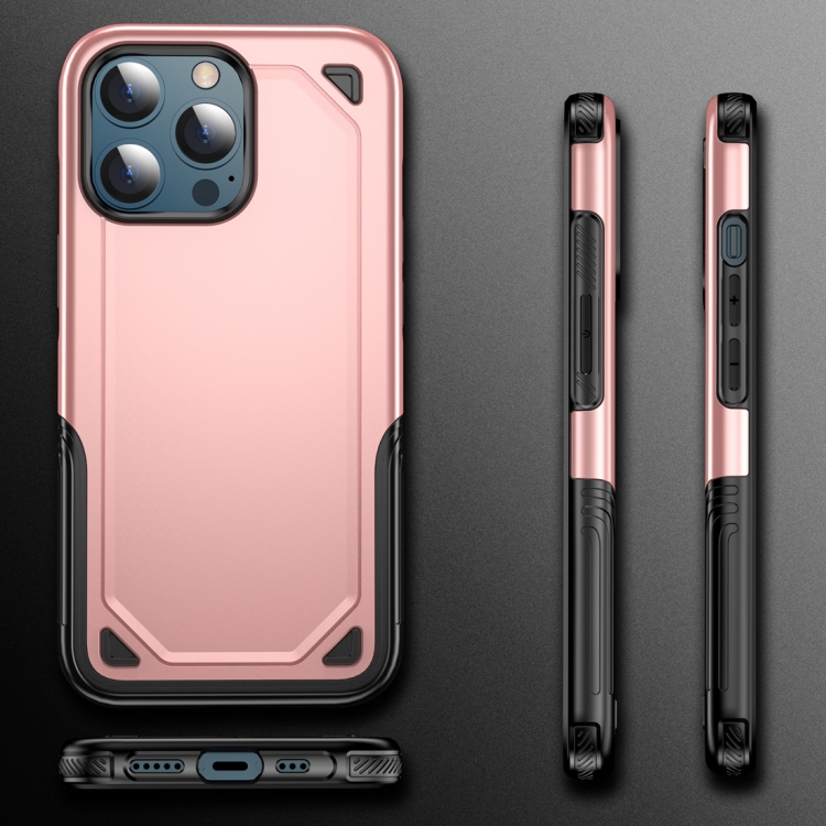 Funda protectora resistente a prueba de golpes para iPhone 13 Pro Max (oro  rosa)