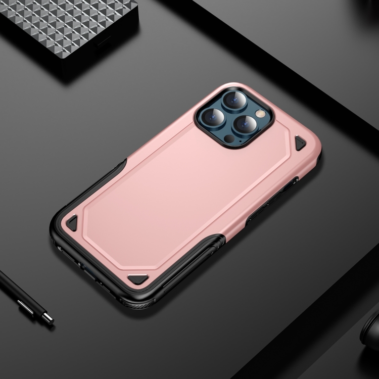 Funda protectora resistente a prueba de golpes para iPhone 13 Pro Max (oro  rosa)