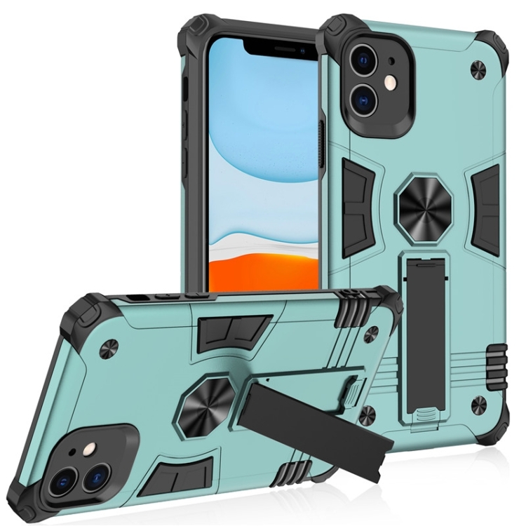 For iPhone 11 10pcs Shockproof TPU + PC Protective Case with Invisible Holder (Dark Green) For iPhone 11 10pcs Shockproof TPU + PC Protective Case with Invisible Holder (Dark Green)