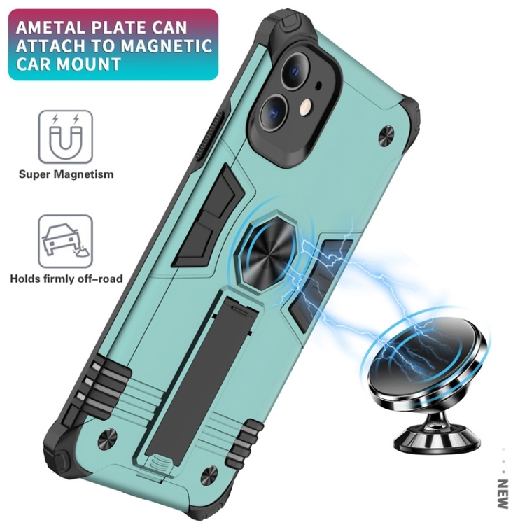 For iPhone 11 10pcs Shockproof TPU + PC Protective Case with Invisible Holder (Dark Green) For iPhone 11 10pcs Shockproof TPU + PC Protective Case with Invisible Holder (Dark Green)