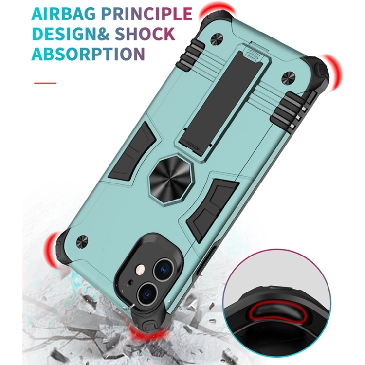 For iPhone 11 10pcs Shockproof TPU + PC Protective Case with Invisible Holder (Dark Green) For iPhone 11 10pcs Shockproof TPU + PC Protective Case with Invisible Holder (Dark Green)