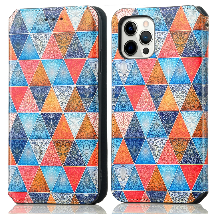 For iPhone 13 mini Colorful Magnetic Horizontal Flip PU Leather Case with Holder & Card Slot & Wallet (Rhombus Mandala) For iPhone 13 mini Colorful Magnetic Horizontal Flip PU Leather Case with Holder & Card Slot & Wallet (Rhombus Mandala)
