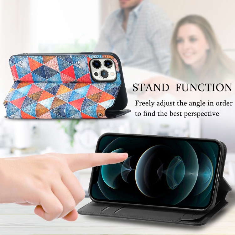 For iPhone 13 mini Colorful Magnetic Horizontal Flip PU Leather Case with Holder & Card Slot & Wallet (Rhombus Mandala) For iPhone 13 mini Colorful Magnetic Horizontal Flip PU Leather Case with Holder & Card Slot & Wallet (Rhombus Mandala)