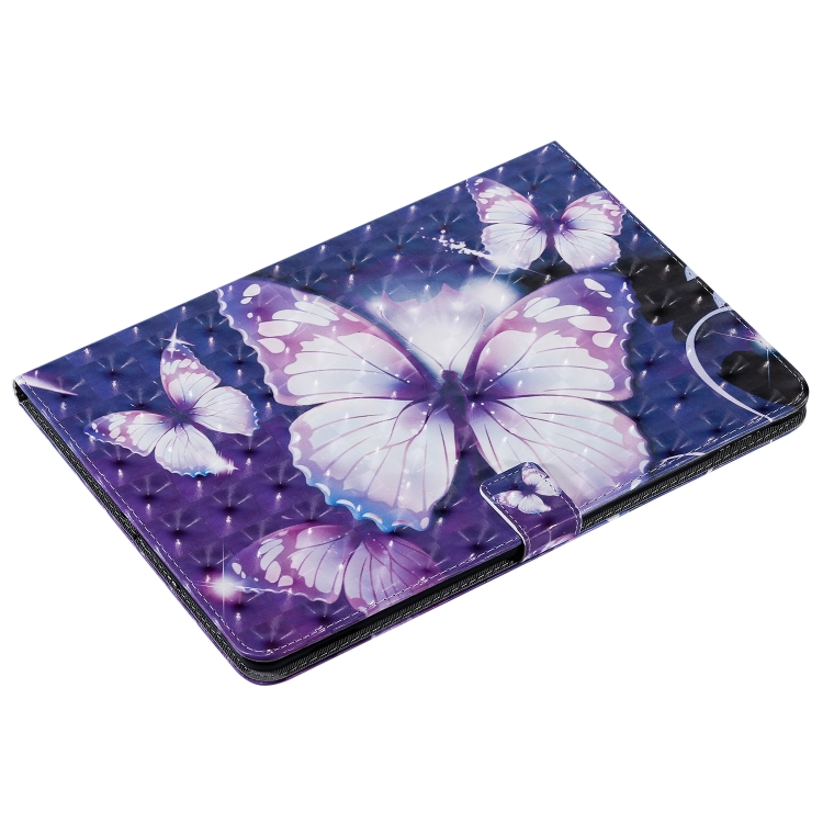 For iPad 10.2 / Pro 10.5 / Air 2019 3D Colored Drawing Horizontal Flip Leather Case with Holder & Card Slots & Wallet & Sleep / Wake-up Function(Purple Butterfly) For iPad 10.2 / Pro 10.5 / Air 2019 3D Colored Drawing Horizontal Flip Leather Case with Holder & Card Slots & Wallet & Sleep / Wake-up Function(Purple Butterfly)