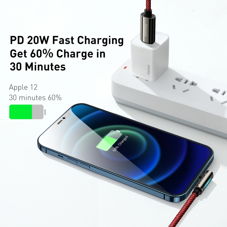 Baseus CACS000209 Legend Series PD 20W USB-C / Type-C to 8 Pin Elbow Fast Charging Data Cable, Cable Length:1m(Red) Baseus CACS000209 Legend Series PD 20W USB-C / Type-C to 8 Pin Elbow Fast Charging Data Cable, Cable Length:1m(Red)