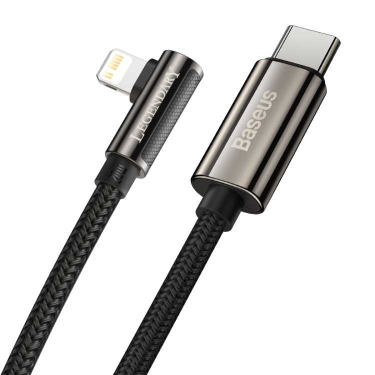 Baseus CATLCS-01 Legend Series PD 20W USB-C / Type-C to 8 Pin Elbow Fast Charging Data Cable, Cable Length:1m(Black) - 1