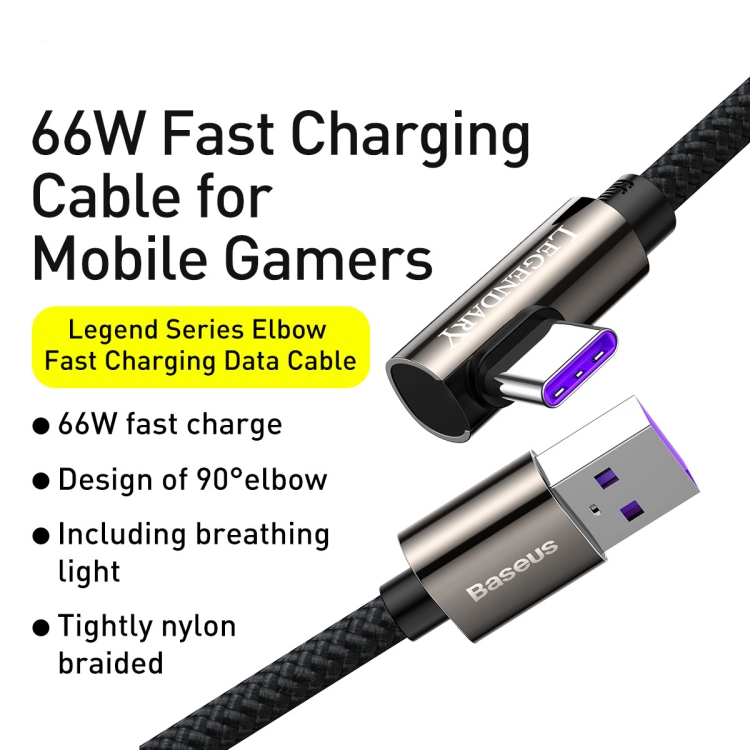 Cable Usb C Gamers Baseus 2m Carga Rápida 3 A Huawei Samsung