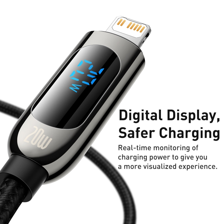 Baseus CATLSK-01 20W USB-C / Type-C to 8 Pin Display Fast Charging Data Cable, Cable Length: 1m(Black) Baseus CATLSK-01 20W USB-C / Type-C to 8 Pin Display Fast Charging Data Cable, Cable Length: 1m(Black)