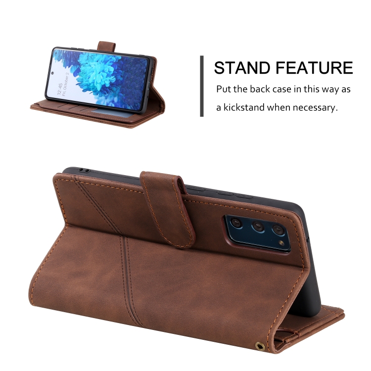For Samsung Galaxy S20 FE Skin Feel Business Horizontal Flip PU Leather Case with Holder & Multi-Card Slots & Wallet & Lanyard & Photo Frame(Brown) For Samsung Galaxy S20 FE Skin Feel Business Horizontal Flip PU Leather Case with Holder & Multi-Card Slots & Wallet & Lanyard & Photo Frame(Brown)