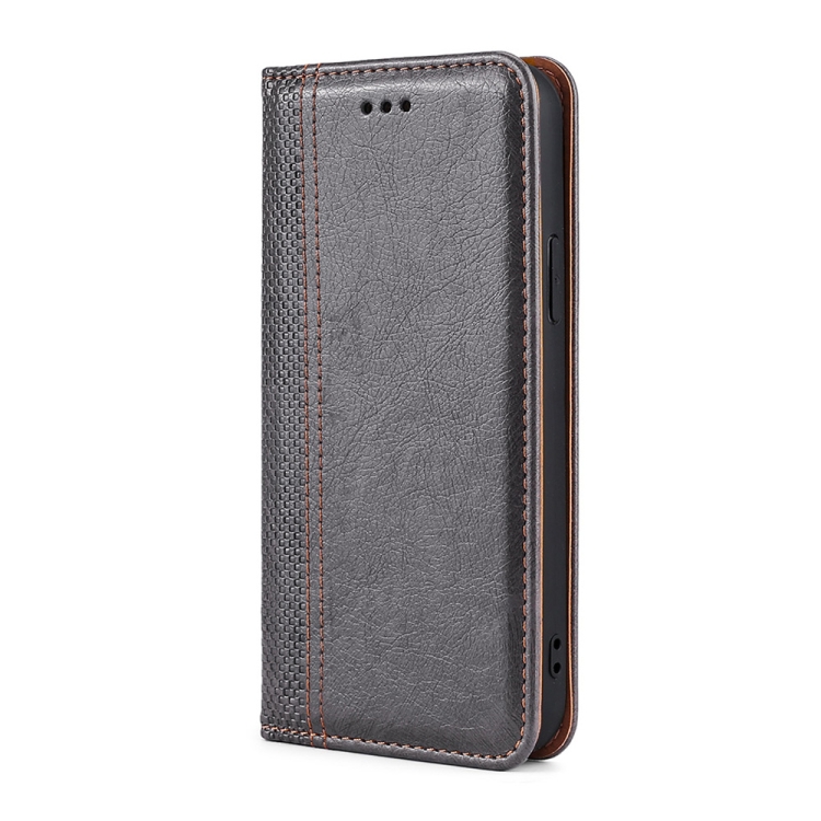 For Samsung Galaxy S21 Ultra 5G Grid Texture Magnetic PU + TPU Horizontal Flip Leather Case with Holder & Card Slot(Gray)