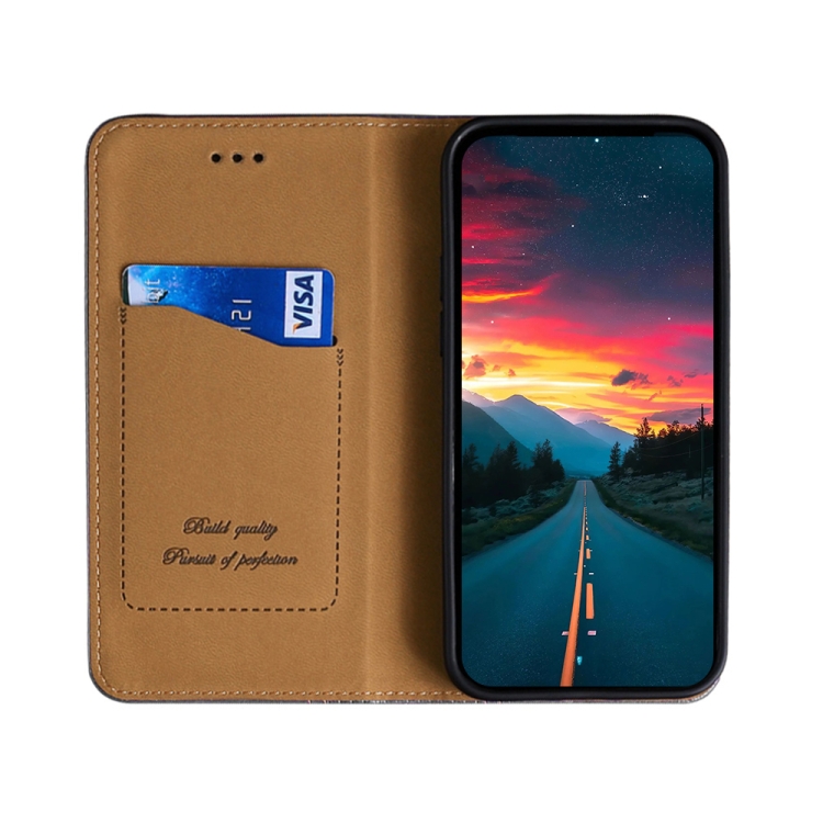 For Samsung Galaxy S21 Ultra 5G Grid Texture Magnetic PU + TPU Horizontal Flip Leather Case with Holder & Card Slot(Gray)