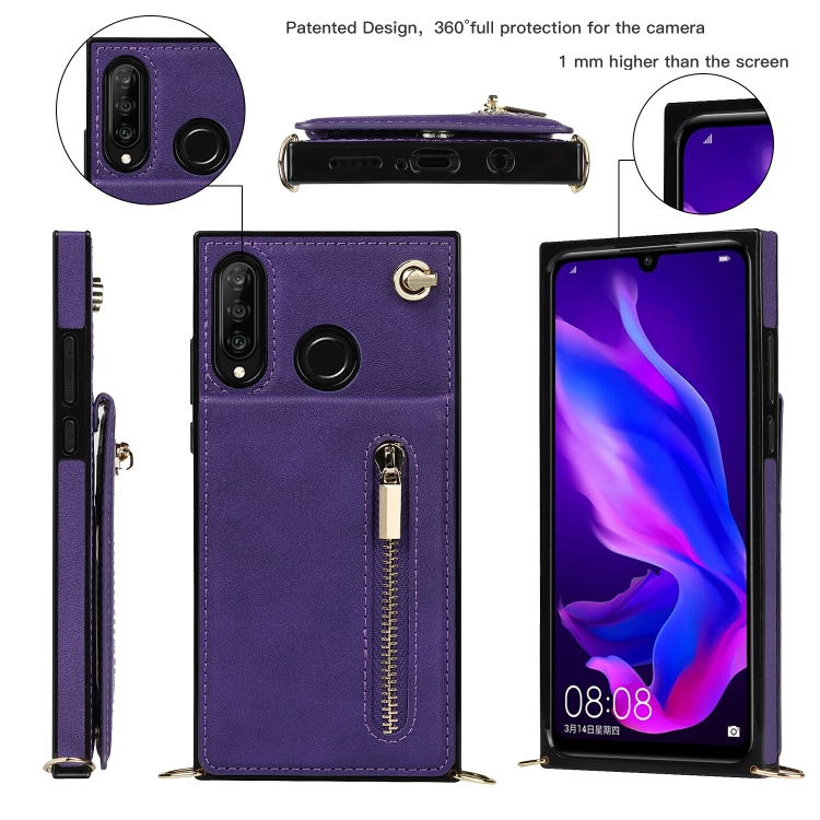 Para Huawei Mate 20 Pro Funda con cremallera cuadrada TPU + PU