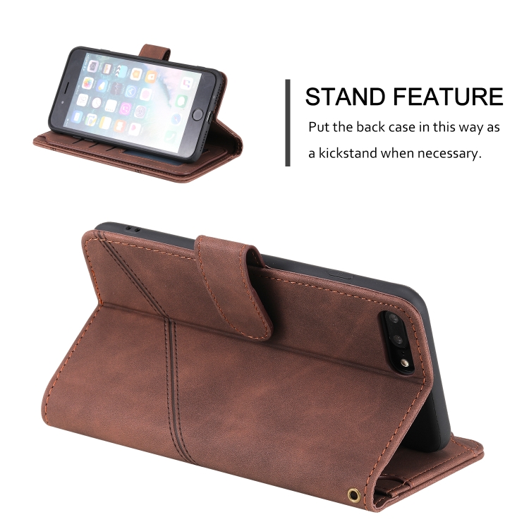For iPhone SE 2022 / SE 2020 / 8 / 7 Skin Feel Business Horizontal Flip PU Leather Case with Holder & Multi-Card Slots & Wallet & Lanyard & Photo Frame(Brown) For iPhone SE 2022 / SE 2020 / 8 / 7 Skin Feel Business Horizontal Flip PU Leather Case with Holder & Multi-Card Slots & Wallet & Lanyard & Photo Frame(Brown)