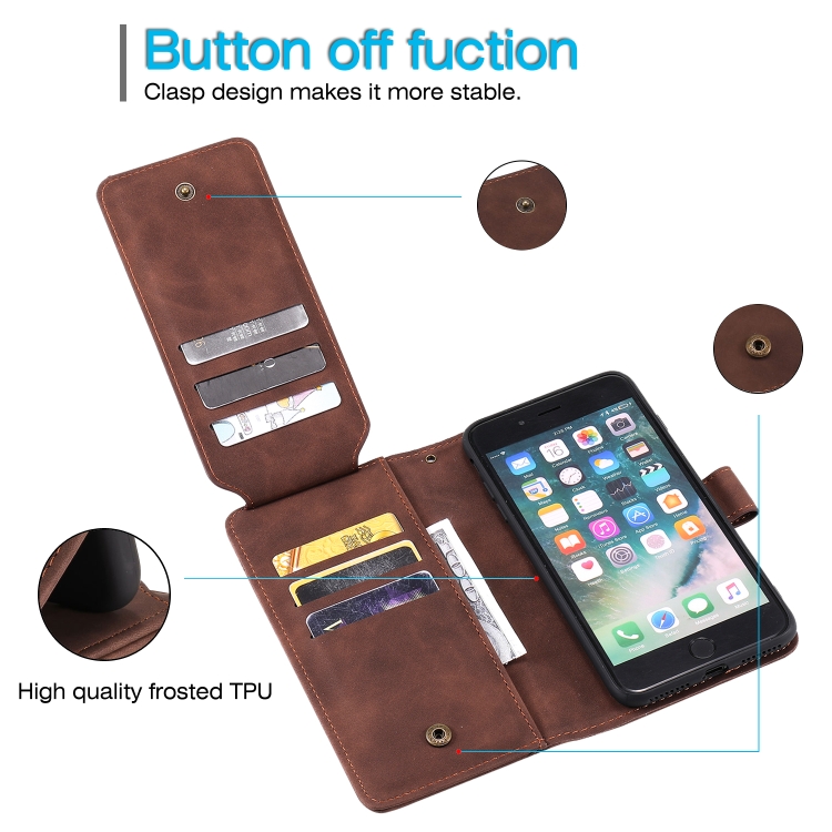 For iPhone SE 2022 / SE 2020 / 8 / 7 Skin Feel Business Horizontal Flip PU Leather Case with Holder & Multi-Card Slots & Wallet & Lanyard & Photo Frame(Brown) For iPhone SE 2022 / SE 2020 / 8 / 7 Skin Feel Business Horizontal Flip PU Leather Case with Holder & Multi-Card Slots & Wallet & Lanyard & Photo Frame(Brown)