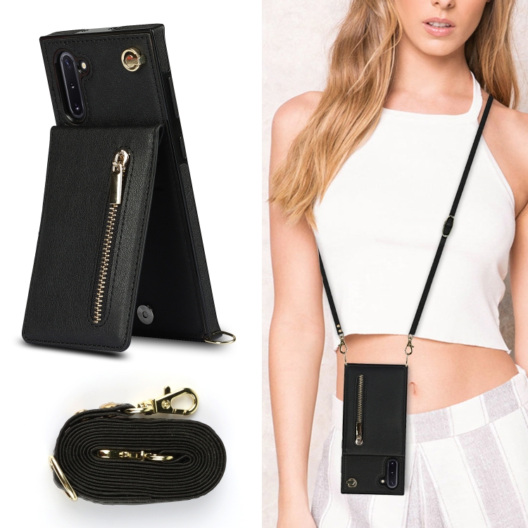 For Samsung Galaxy Note10 Cross-body Zipper Square TPU+PU Back