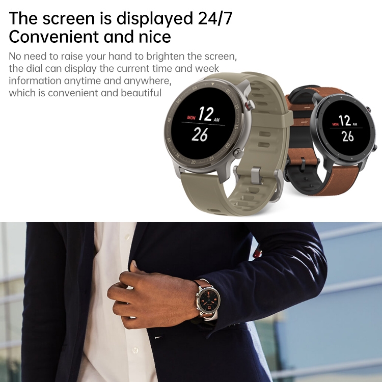 Original Xiaomi Youpin Amazfit GTR 47mm 1.39 inch AMOLED Screen Bluetooth 5.0 5ATM Waterproof Smart Watch, Support 12 Sport Modes / Heart Rate Monitoring / NFC Analog Door Card / GPS Positioning(Aluminum Alloy) - B3