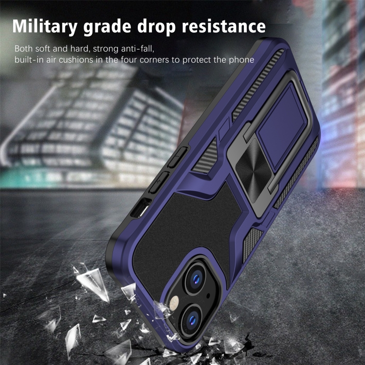 For iPhone 13 mini Armor 2 in 1 PC + TPU Magnetic Shockproof Case with Foldable Holder (Blue)