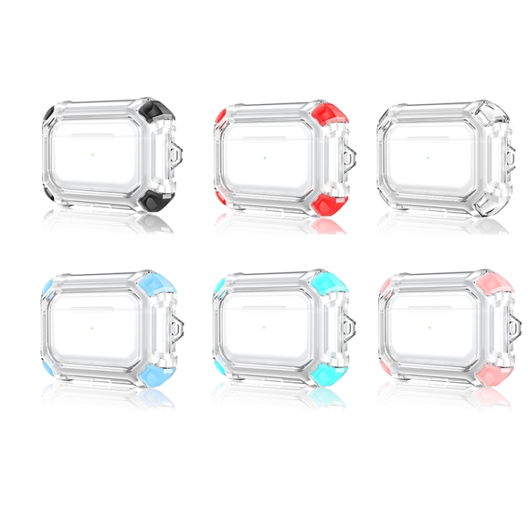 Four Corners Anti-fall Wireless Earphone Dual-color PC Protective Case with Hook For AirPods Pro(Black) Four Corners Anti-fall Wireless Earphone Dual-color PC Protective Case with Hook For AirPods Pro(Black)