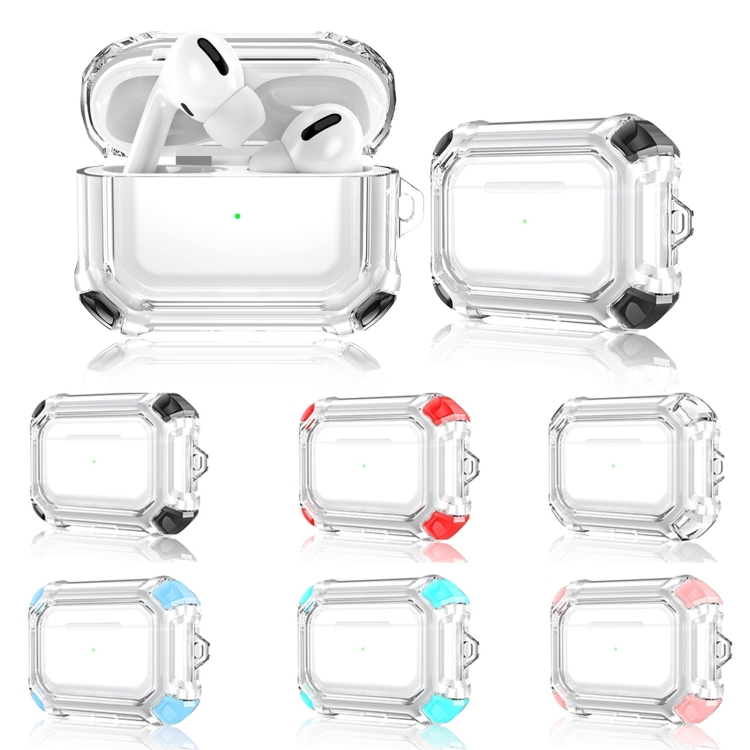 Four Corners Anti-fall Wireless Earphone Dual-color PC Protective Case with Hook For AirPods Pro(Black) Four Corners Anti-fall Wireless Earphone Dual-color PC Protective Case with Hook For AirPods Pro(Black)