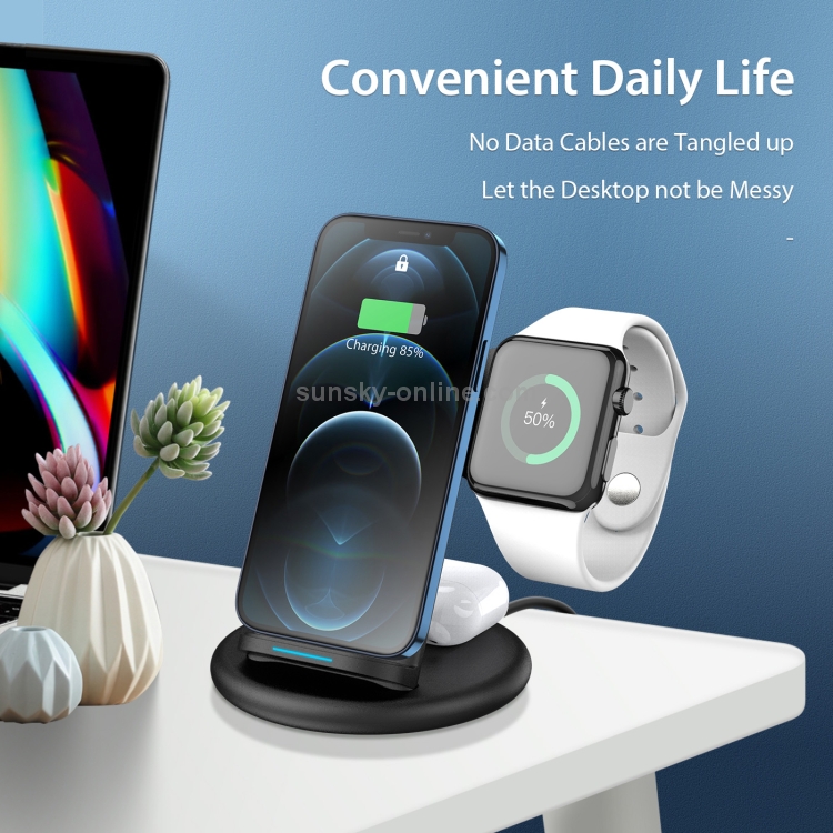 DUX DUCIS C7 3 In 1 Multi-function Removable Smart Wireless Charging Stand for iPhone / Apple Watch / AirPods(Black) DUX DUCIS C7 3 In 1 Multi-function Removable Smart Wireless Charging Stand for iPhone / Apple Watch / AirPods(Black)