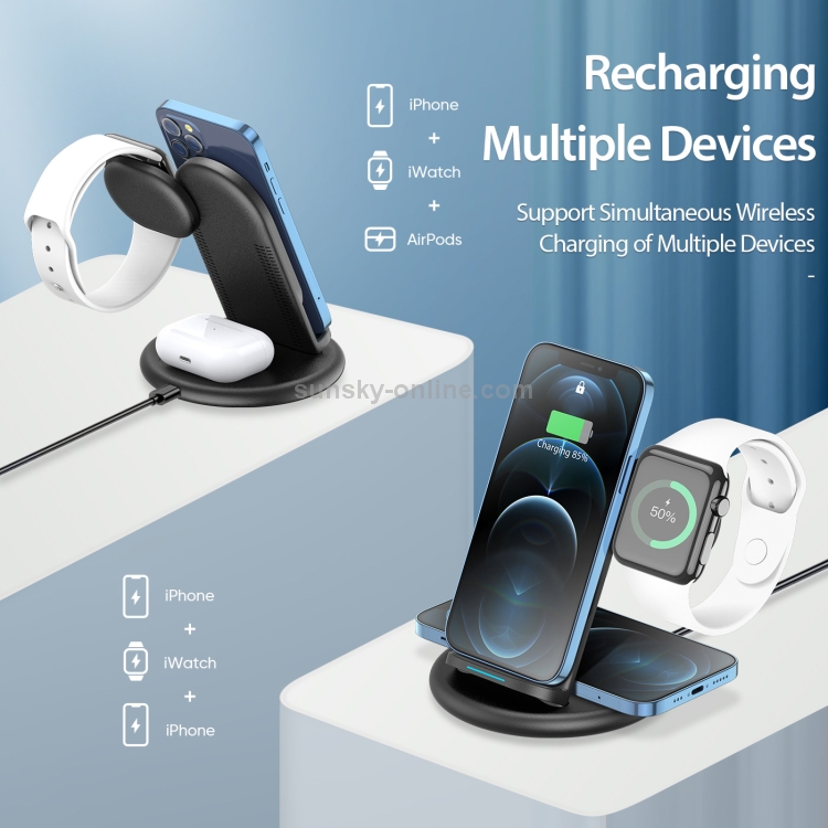 DUX DUCIS C7 3 In 1 Multi-function Removable Smart Wireless Charging Stand for iPhone / Apple Watch / AirPods(Black) DUX DUCIS C7 3 In 1 Multi-function Removable Smart Wireless Charging Stand for iPhone / Apple Watch / AirPods(Black)
