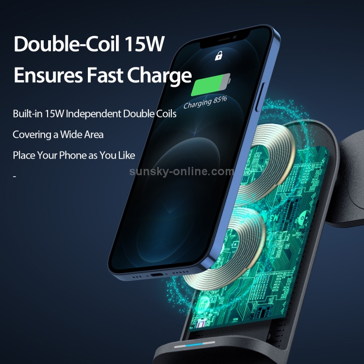 DUX DUCIS C7 3 In 1 Multi-function Removable Smart Wireless Charging Stand for iPhone / Apple Watch / AirPods(Black) DUX DUCIS C7 3 In 1 Multi-function Removable Smart Wireless Charging Stand for iPhone / Apple Watch / AirPods(Black)