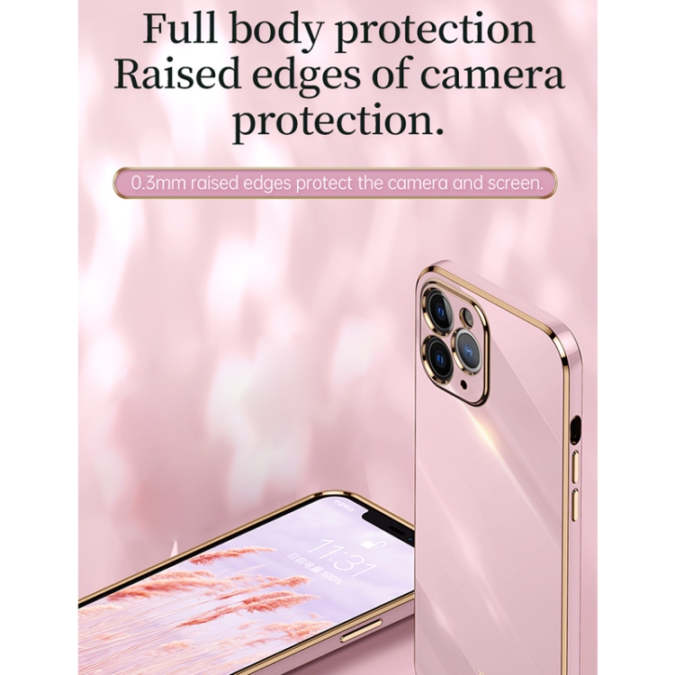 For iPhone 12 mini XINLI Straight Edge 6D Electroplate TPU Phone Case with Ring Holder (Cherry Purple)