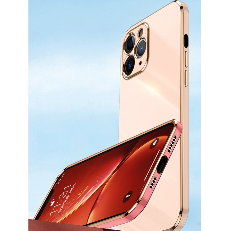 For iPhone 12 mini XINLI Straight Edge 6D Electroplate TPU Phone Case with Ring Holder (Cherry Purple)