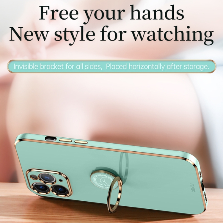 For iPhone 12 mini XINLI Straight Edge 6D Electroplate TPU Phone Case with Ring Holder (Cherry Purple)