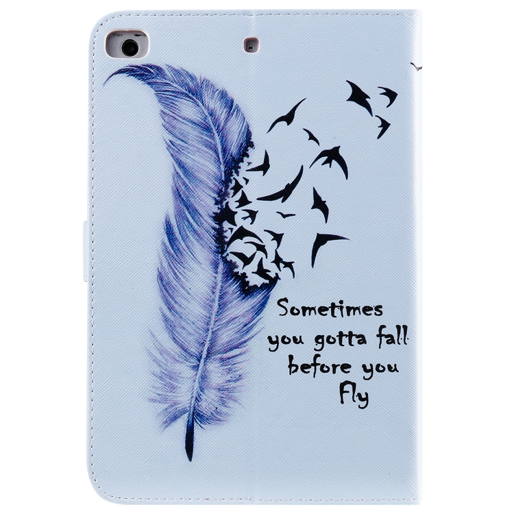 For iPad Mini 2019 & 4 & 3 & 2 & 1 3D Colored Drawing Horizontal Flip Leather Case with Holder & Card Slots & Wallet & Sleep / Wake-up Function(Feather) For iPad Mini 2019 & 4 & 3 & 2 & 1 3D Colored Drawing Horizontal Flip Leather Case with Holder & Card Slots & Wallet & Sleep / Wake-up Function(Feather)
