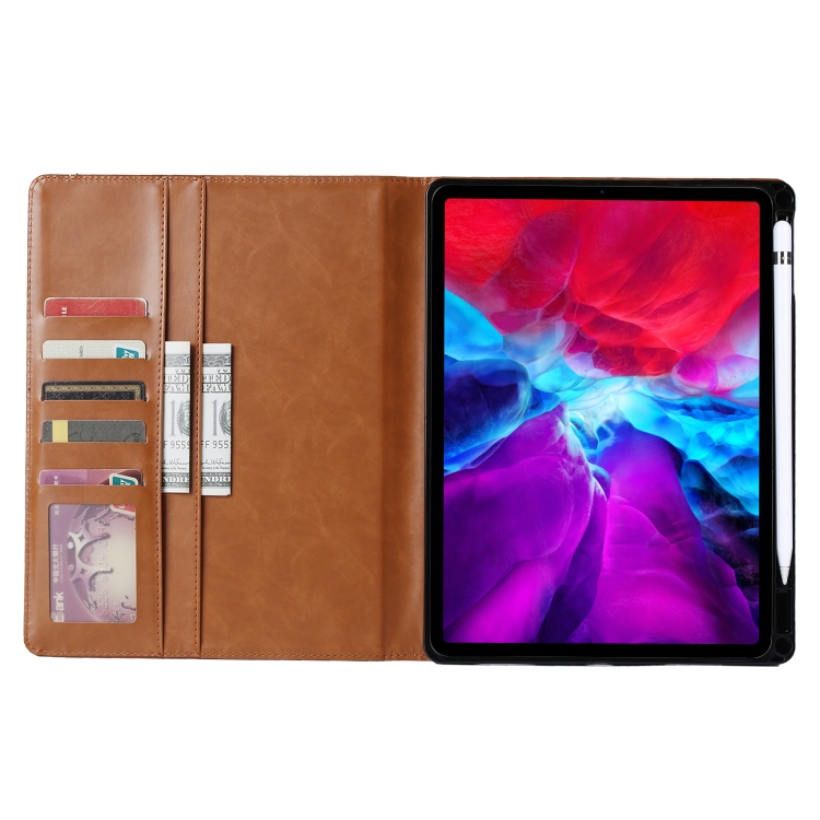 For iPad Air 13 2024 / iPad Pro 12.9 2022 / 2021 / 2010 Knead Skin Texture Horizontal Flip Leather Tablet Case with Photo Frame & Holder & Card Slots & Wallet (Brown) For iPad Air 13 2024 / iPad Pro 12.9 2022 / 2021 / 2010 Knead Skin Texture Horizontal Flip Leather Tablet Case with Photo Frame & Holder & Card Slots & Wallet (Brown)