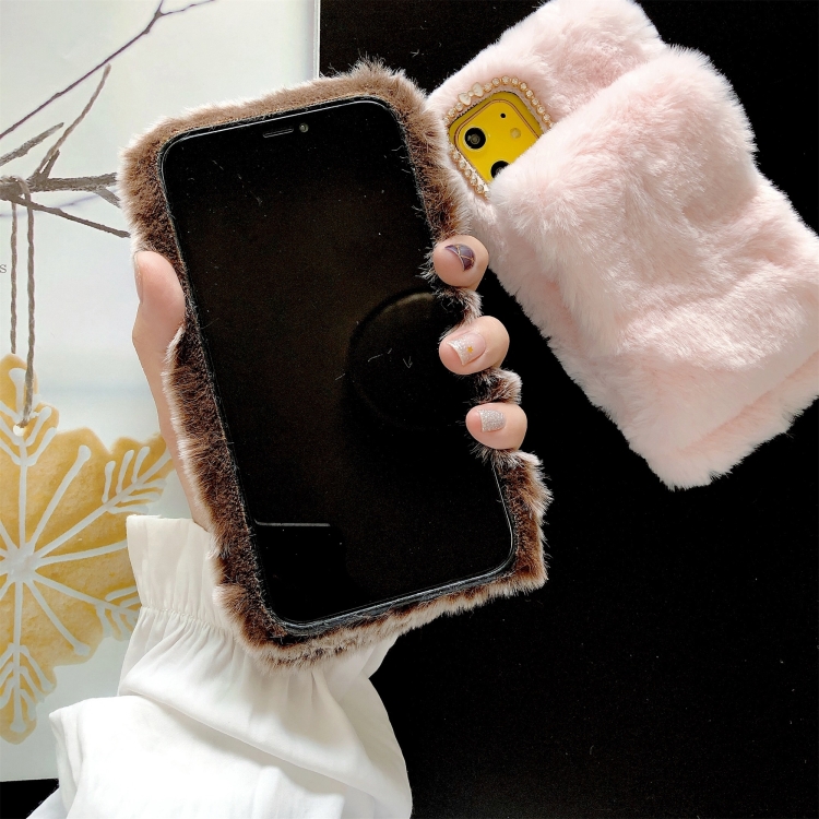 For iPhone 11 Pro Wrist Band Plush Phone Protect Case(Brown) For iPhone 11 Pro Wrist Band Plush Phone Protect Case(Brown)