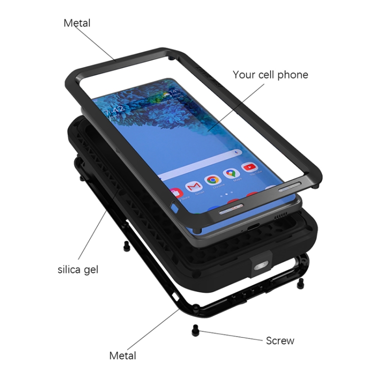 For Samsung Galaxy S21 Ultra 5G LOVE MEI Metal Shockproof Waterproof Dustproof Protective Case without Glass(Black)