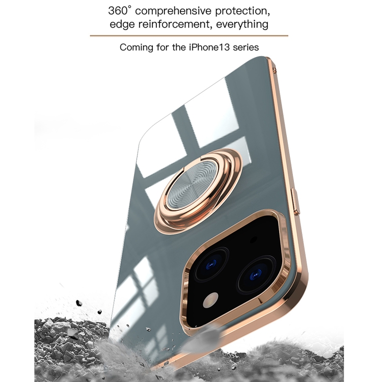 For iPhone 13 Pro Max 6D Electroplating Full Coverage Silicone Protective Case with Magnetic Ring Holder (Light Pink) For iPhone 13 Pro Max 6D Electroplating Full Coverage Silicone Protective Case with Magnetic Ring Holder (Light Pink)