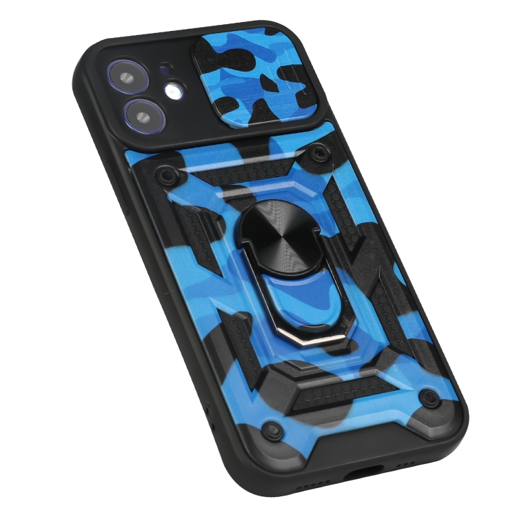For iPhone 12 Sliding Camera Cover Design Camouflage Series TPU+PC Protective Case(Blue) For iPhone 12 Sliding Camera Cover Design Camouflage Series TPU+PC Protective Case(Blue)