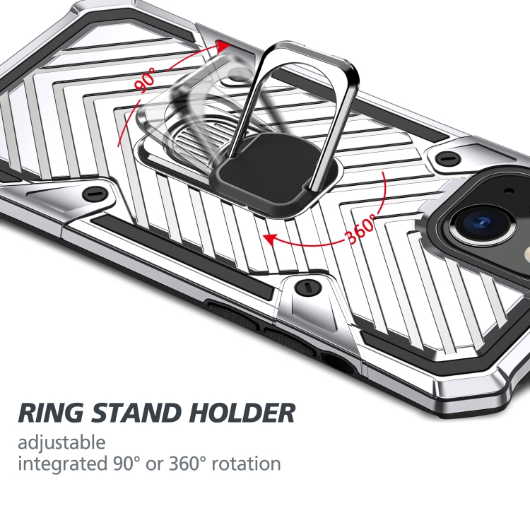 For iPhone 13 mini Cool Armor PC + TPU Shockproof Case with 360 Degree Rotation Ring Holder (Silver) For iPhone 13 mini Cool Armor PC + TPU Shockproof Case with 360 Degree Rotation Ring Holder (Silver)