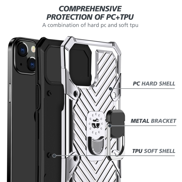 For iPhone 13 mini Cool Armor PC + TPU Shockproof Case with 360 Degree Rotation Ring Holder (Silver) For iPhone 13 mini Cool Armor PC + TPU Shockproof Case with 360 Degree Rotation Ring Holder (Silver)