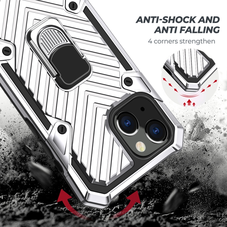 For iPhone 13 mini Cool Armor PC + TPU Shockproof Case with 360 Degree Rotation Ring Holder (Silver) For iPhone 13 mini Cool Armor PC + TPU Shockproof Case with 360 Degree Rotation Ring Holder (Silver)