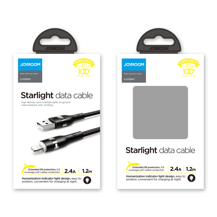 JOYROOM S-1230N7 2.4A Starlight Series USB to 8 Pin Nylon Braid Data Cable for iPhone, iPad, Length: 1.2m(White) JOYROOM S-1230N7 2.4A Starlight Series USB to 8 Pin Nylon Braid Data Cable for iPhone, iPad, Length: 1.2m(White)