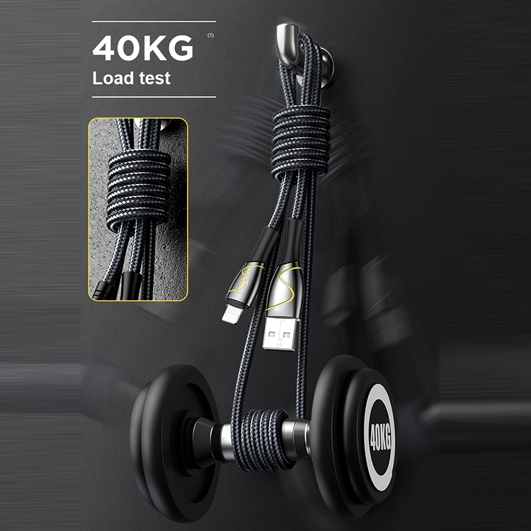 JOYROOM S-2030K6 Mermaid Series 2.4A USB to 8 Pin Fishing Net Weaving Data Cable, Length: 2m(Black) JOYROOM S-2030K6 Mermaid Series 2.4A USB to 8 Pin Fishing Net Weaving Data Cable, Length: 2m(Black)