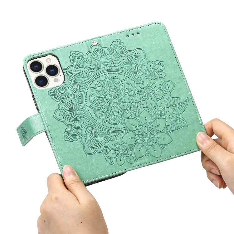 For iPhone 13 Pro Max 7-petal Flowers Embossing Pattern Horizontal Flip PU Leather Case with Holder & Card Slots & Wallet & Photo Frame (Green) For iPhone 13 Pro Max 7-petal Flowers Embossing Pattern Horizontal Flip PU Leather Case with Holder & Card Slots & Wallet & Photo Frame (Green)