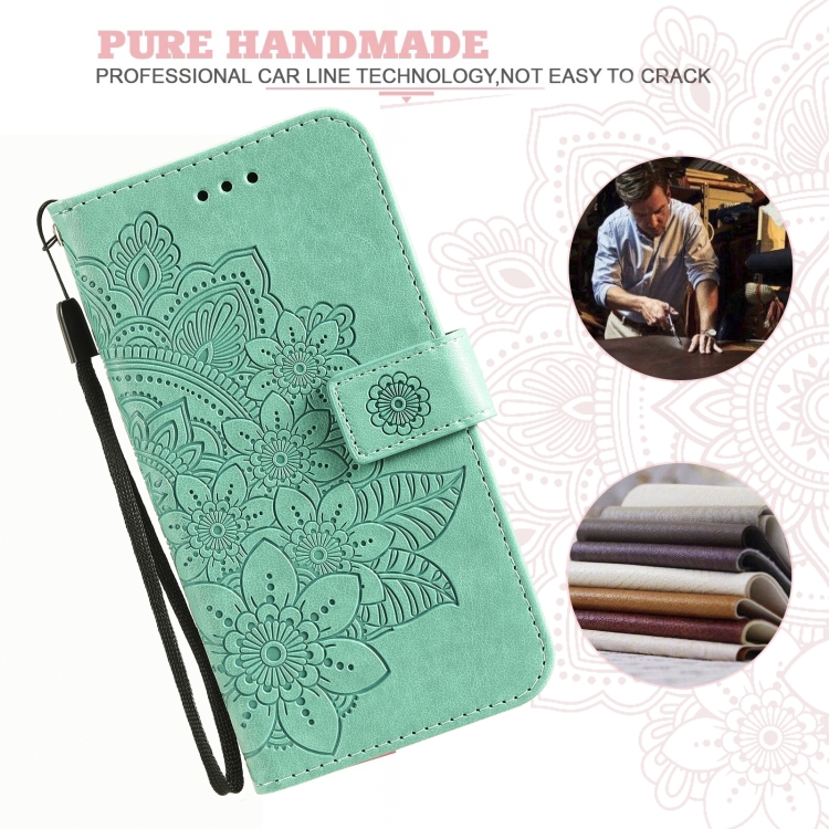 For iPhone 13 Pro Max 7-petal Flowers Embossing Pattern Horizontal Flip PU Leather Case with Holder & Card Slots & Wallet & Photo Frame (Green) For iPhone 13 Pro Max 7-petal Flowers Embossing Pattern Horizontal Flip PU Leather Case with Holder & Card Slots & Wallet & Photo Frame (Green)