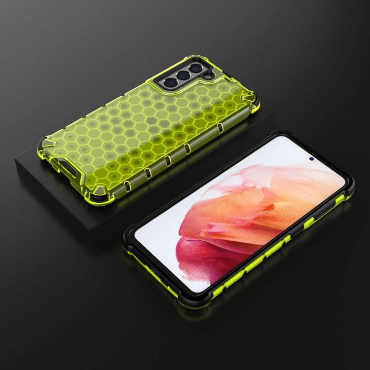For Samsung Galaxy S21 5G Shockproof Honeycomb PC + TPU Case with Neck Lanyard(Green) For Samsung Galaxy S21 5G Shockproof Honeycomb PC + TPU Case with Neck Lanyard(Green)
