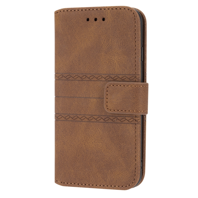 For iPhone 8 / 7 / 6 Embossed Striped Magnetic Buckle Horizontal Flip Leather Case with Holder & Card Slot & Wallet & Photo Frame & Sling(Brown) For iPhone 8 / 7 / 6 Embossed Striped Magnetic Buckle Horizontal Flip Leather Case with Holder & Card Slot & Wallet & Photo Frame & Sling(Brown)